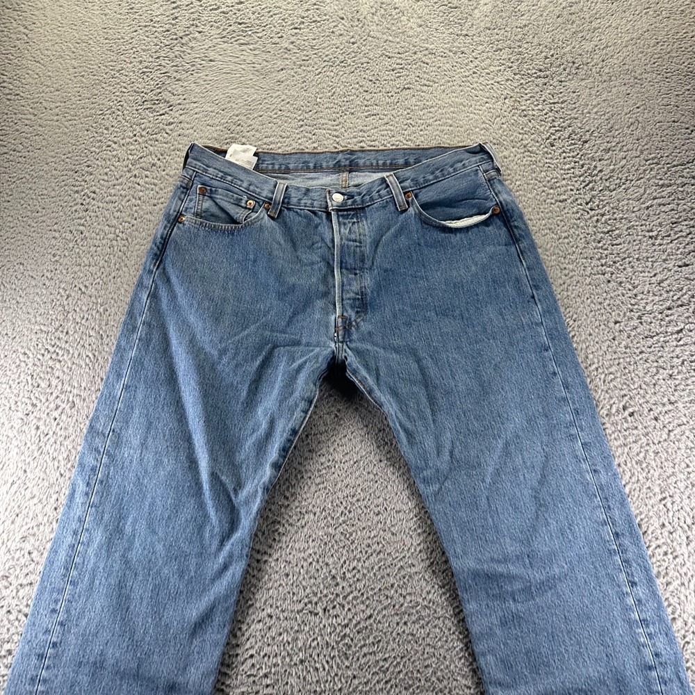 Levi's 501 Jeans Mens 36x29 Blue Cotton Denim Straight Leg Baggy Faded Workwear - Picture 2 of 10